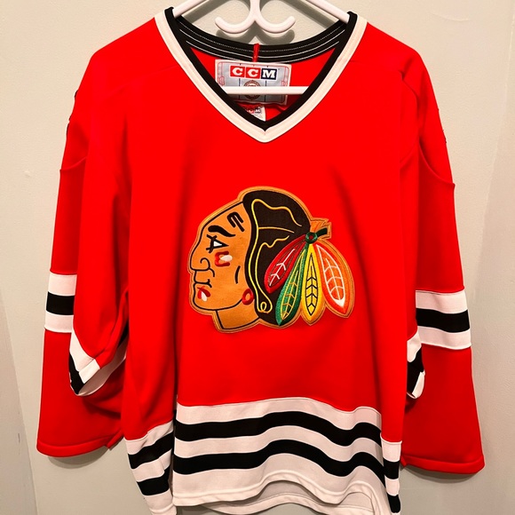 CCM - Men’s Medium -Chicago Blackhawks Jersey - 90’s Vintage- Blank -Red & White - Picture 2 of 13
